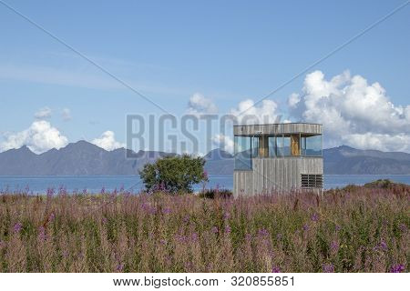 Bicycle Shelter / Viewing Gallery Situated At Grunnfor On Austvagoy In Northern Lofoten With An Nort