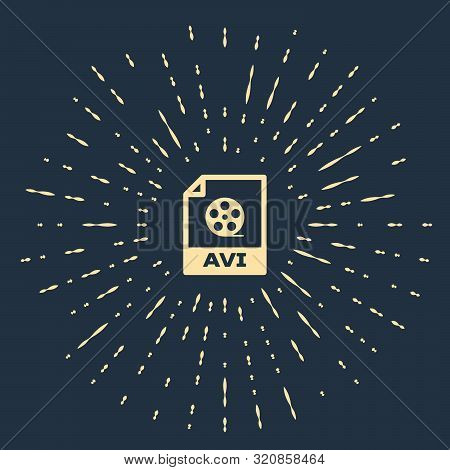 Beige Avi File Document. Download Avi Button Icon Isolated On Dark Blue Background. Avi File Symbol.