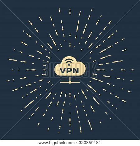 Beige Vpn Network Cloud Connection Icon Isolated On Dark Blue Background. Social Technology. Cloud C