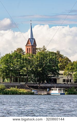 Ferry On A Quay In Birstonas Resort In Early Autumn. Lithuania