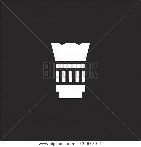 Lens Icon. Lens Icon Vector Flat Illustration For Graphic And Web Design Isolated On Black Backgroun