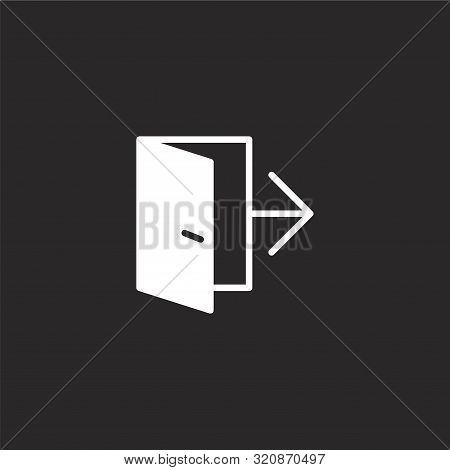 Exit Icon. Exit Icon Vector Flat Illustration For Graphic And Web Design Isolated On Black Backgroun