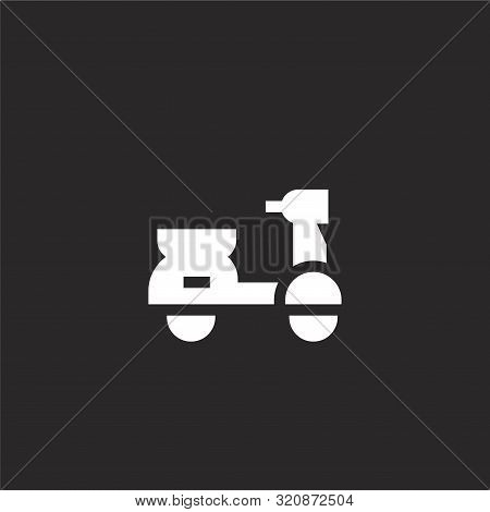 Vespa Icon. Vespa Icon Vector Flat Illustration For Graphic And Web Design Isolated On Black Backgro