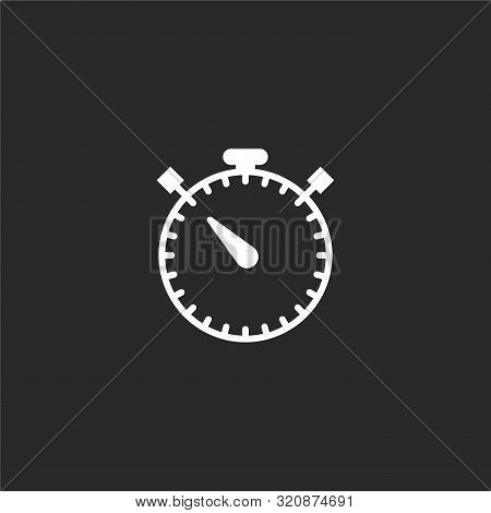Stopwatch Icon. Stopwatch Icon Vector Flat Illustration For Graphic And Web Design Isolated On Black