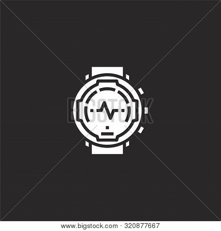 Watch Icon. Watch Icon Vector Flat Illustration For Graphic And Web Design Isolated On Black Backgro