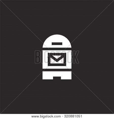 Mailbox Icon. Mailbox Icon Vector Flat Illustration For Graphic And Web Design Isolated On Black Bac