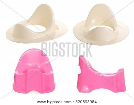 Set Baby Potty On White Background Isolation
