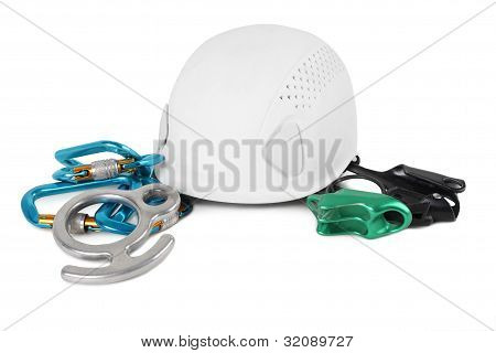 Verschiedene Ausrüstung für Bergsteigen, isoliert