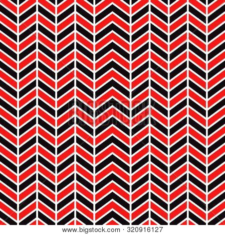 Abstract Chevron Zigzag Stripes Seamless Pattern Vector - Black,red,white. Great For Wrapping Paper,