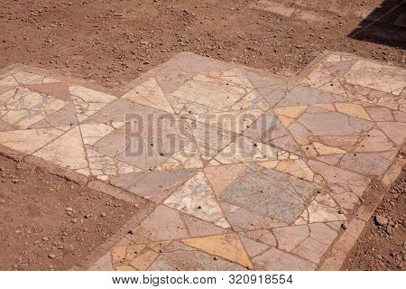 Detaill Of The Decorated Floors On The Ancient Ruins Of The Domus Augustana On Palatine Hill In Rome