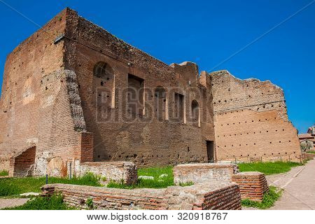 Ancient Ruins Of The Domus Augustana On Palatine Hill In Rome