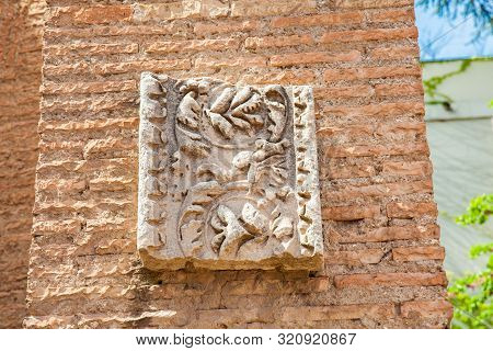 Detail Of Stone Carvings At The Ancient Ruins Of The Domus Augustana On Palatine Hill In Rome