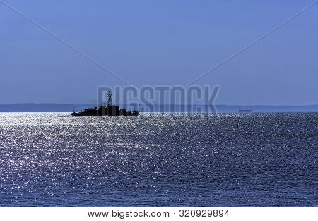Hel, Pomerania, Poland - August 27: Polish Warship At Baltic Sea On August 27, 2019 In Hel, Pomerani
