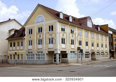 Växjö, Småland, Sweden - July 29, 2019: Jesu Kristi Kyrka In The Center Of Växjö, Sweden.