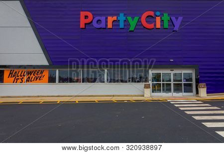 Rockaway, Nj / Usa - September 6, 2019: Party City Retail Store In New Purple Concept Design Soon To