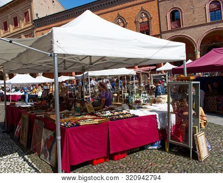Bologna / Italy - September 7, 2019: Antiques Market, Mercato Antiquario Di Bologna, Takes Place In 