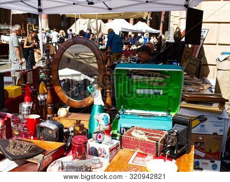 Bologna / Italy - September 7, 2019: Antiques Market, Mercato Antiquario Di Bologna, Takes Place In 