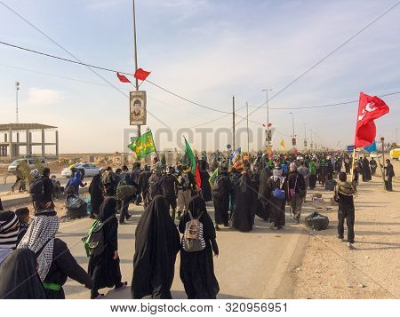 Karbala, Bagdad, Iraq, 06 09 2019:  Millions Of Shia Marching Across The World To Karbala For Arbaee
