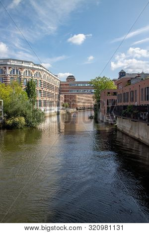Picture From The River Elster In The Scene District Leipzig Schleussig                              