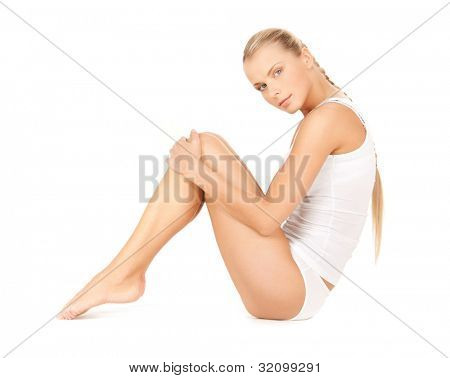 Bild schöne Frau in Baumwolle undrewear