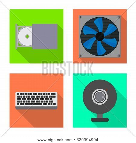 Vector Illustration Of Accessories And Device Logo. Set Of Accessories And Electronics Vector Icon F