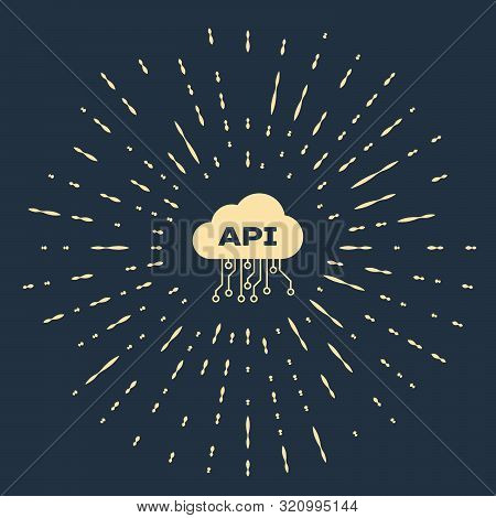 Beige Cloud Api Interface Icon Isolated On Dark Blue Background. Application Programming Interface A