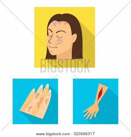 Vector Design Of Dermatology And Disease Sign. Set Of Dermatology And Medical Vector Icon For Stock.