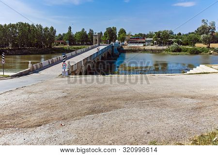 Edirne, Turkey - May 26, 2018: Bridge From Period Of Ottoman Empire Over Tunca River In City Of Edir
