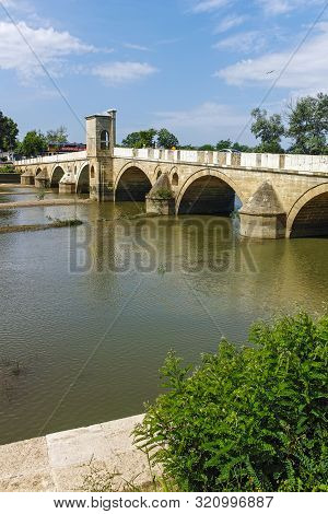 Edirne, Turkey - May 26, 2018: Bridge From Period Of Ottoman Empire Over Tunca River In City Of Edir