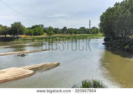 Edirne, Turkey - May 26, 2018: Landscape Of Tunca River In City Of Edirne, East Thrace, Turkey