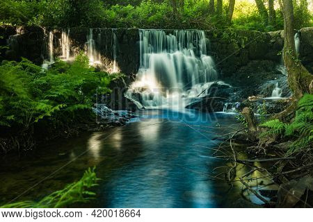 Waterfall Near The River Beach Of Mamoa In Milheirós De Poiares - Santa Maria Da Feira, Portugal.