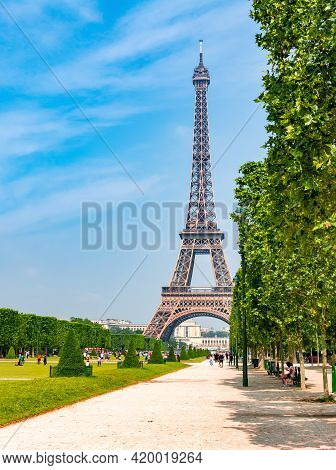 Eiffel Tower And Field Of Mars, Paris, France