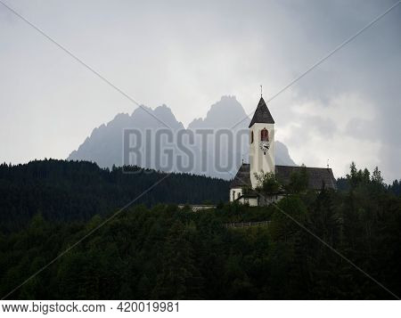 Hilltop Church Chiesa Di Santa Maddalena With Dolomites Mountain Panorama In Versciaco Di Sopra Vier