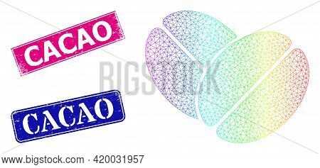 Spectrum Gradient Mesh Cacao Beans, And Cacao Dirty Framed Rectangle Seals. Pink And Blue Rectangle 