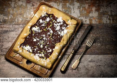 Homemade Galette With Jam And Seeds. Delicious Pastries.