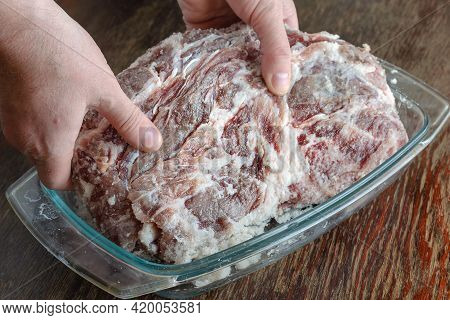 Homemade Capicola (coppa). Dry-cured Pork Loin Step-by-step Recipe. Large Whole Piece Of Raw Pork Me