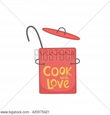 Cooking Lettering Quote On Kithenware, Cookware. Handwriting Quotes, Vector Stock Illustration Isola