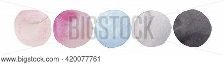 Wedding Colors Palette. Watercolor Dots Set. Hand Painted Spots Isolated On White Background. Circle