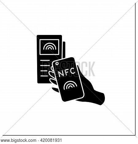 Nfc Technology Glyph Icon. Payment System. Near Field Communication. Contactless Payment Concept. Fi