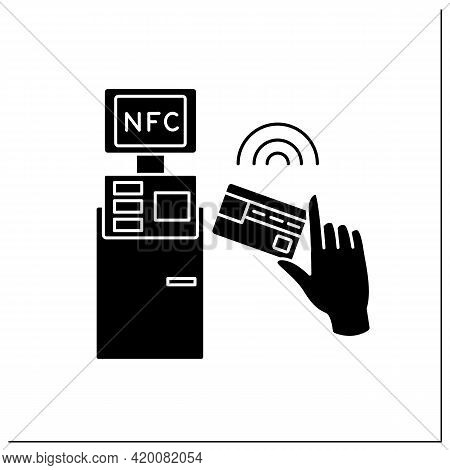 Nfc Glyph Icon. Safety Credit Card Payment. Paying Bills. Bank Terminal. Near Field Communication. C