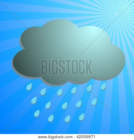 Clouds And Rain Drop With Blue Rays