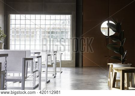 Modern And Industrial Style Loft Room, Stock Photo