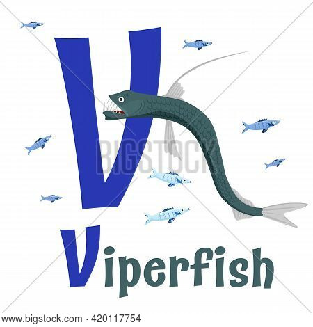 Sea Animals Alphabet. Abc For Children. Letter V