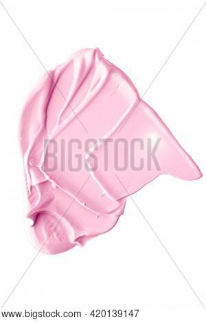 Blush Pink Beauty Cosmetic Texture Isolated On White Background, Smudged Makeup Emulsion Cream Smear