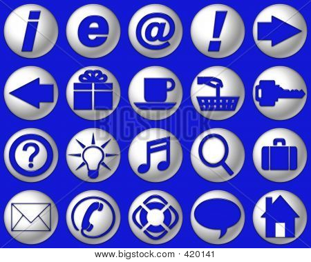 Boutons lumineux bleu verre Website