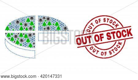 Winter Covid-2019 Collage Pie Chart, And Dirty Out Of Stock Red Round Watermark. Collage Pie Chart I