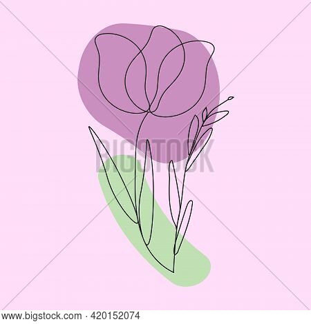 Tulips And Twigs In Abstract Linart Style For Use In Web Design Or Print