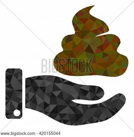 Triangle Hand Give Shit Polygonal Icon Illustration. Hand Give Shit Lowpoly Icon Is Filled With Tria