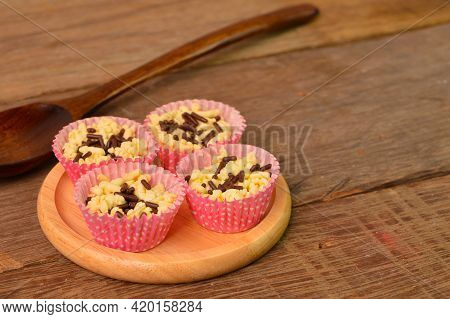 Malaysia Traditional Homemade Cookies Called As Kuih Sarang Semut Served During Eid Fitri.