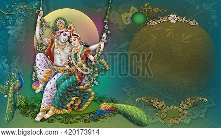 Indian God Radhakrishna, Indian Lord Krishna, Indian Mythological Image Of Radhakrishna.